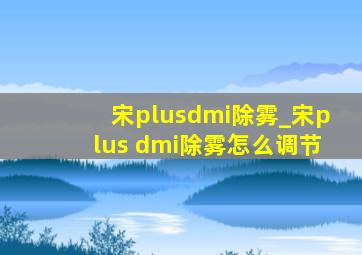 宋plusdmi除雾_宋plus dmi除雾怎么调节